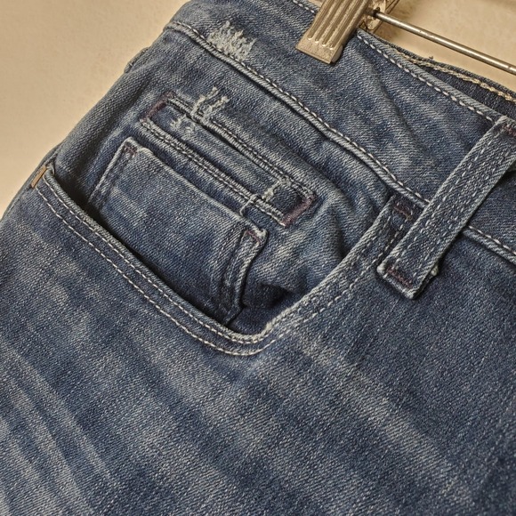 Anthropologie Pilcro and the Letterpress Patched Distressed Jeans Blue Size 32 - Picture 12 of 13